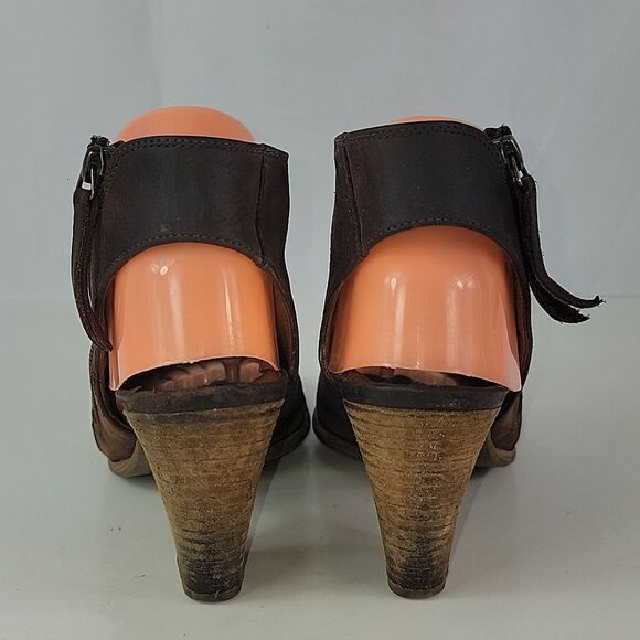 Paul Green Cayanne Peep Toe Ankle Booties Nubuck Leather Block Heel - Picture 5 of 16